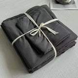 elvesmall Ins Wind New Plain Color Bed Products Four-piece Wash Cotton Naked Sleeping Solid Color Quilt Set Sheets Three-piece Bedding
