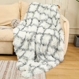 elvesmall Super Soft Long Faux Fur Coral Fleece Blanket Warm Elegant Cozy With Fluffy Sherpa Throw Blanket Bed Sofa Blankets Gift