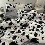 elvesmall Simple Bedding Set Plaid Sold Color Single Queen Size Duvet Cover No Filling Boys Girls Flat Sheet Pillowcase Kit