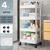 elvesmall Trolley Organizer Auxiliary Cart With Wheels Kitchen Furniture Cabinet Storage Rack Mobile Plastic Bookshelf Vegetable Basket