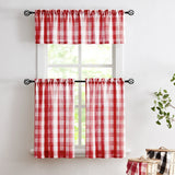 elvesmall Checkered curtains, kitchen curtains    132x38cm   1pcs     68x60cm    68x91cm   2pcs