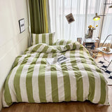 elvesmall Ins Light Luxury Retro Style Small Fresh Thick Strip Four-piece Bedding Student Dormitory Three-piece Set