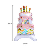 elvesmall  3D Birthday Cake Aluminum Film Balloon Three Layer Cake Standable Balloon Party Baby Shower Photo Props Scene Wedding Decoration