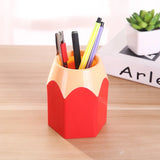elvesmall Cute Pencil Head Shape Pen Holder Pencil Storage Box Student Desktop Office Household Multifunctional Makeup Brush Organizer Box