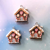 elvesmall 10pcs Christmas Snow House Resin Charms Kawaii Cartoon Pendant For Earring DIY Jewelry Make