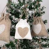 elvesmall 10Pcs Natural Linen Burlap Bag Heart Jute Drawstring Candy Gifts Packaging Bags For Wedding Birthday Party Decor Jewelry Pouches