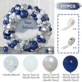elvesmall Navy Blue Silver Balloon Garland Arch Kit Confetti Ballons Birthday Party Decor Kids Baby Shower Graduation Decor Wedding Supply