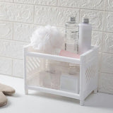elvesmall Double Layer Desktop Storage Rack Plastic Large Capacity Storage Shelf Multi-functional Stationery Holder
