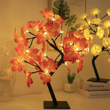 elvesmall 24 LED Fairy Flower Tree Table Lamps Maple Leaf Lamp Rose Night Light USB Operated Gifts for Wedding Party Hallowmas Decoration