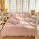 elvesmall  Bubble Yarn Fabric AB Double-sided Bedding Set Soft Double Duvet Cover Set with Sheets Comfortable Breathable Bedding Sets