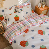 elvesmall Cute Beautiful 100% Cotton Bedding Set: 1 Duvet Cover 2 Pillowcases 1 Fitted Sheet, Soft Breathable for Single or Couple Bed