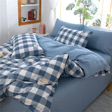 elvesmall Japan Style Stripe Queen Size Duvet Cover Set with Sheets High Quality Skin Friendly Bedding Set King Single Double Bedding Sets