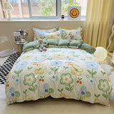 elvesmall Floral Print Brushed Home Bedding Set Simple Fresh Comfortable Duvet Cover Set with Sheet Comforter Covers Pillowcases Bed Linen