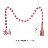 elvesmall  Christmas Wood Bead Garland With Red Truck Snowflake Pendant Xmas Wooden Bead Garland Tassel Rustic Farmhouse Christmas Decor