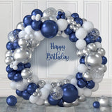 elvesmall Navy Blue Silver Balloon Garland Arch Kit Confetti Ballons Birthday Party Decor Kids Baby Shower Graduation Decor Wedding Supply