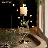 elvesmall Christmas Golden Wrought Iron Candlestick Star Elk Christmas Tree Candle Holder Merry Christmas New Year Table Decoration