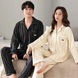 elvesmall  High Quality Men Pajamas Suit Long-sleeved Pure Cotton Couple Loungewear Set Soft Warm Autumn Winter Sleepwear Women Pyjamas