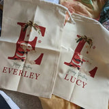 elvesmall personalised custom Name Initial stocking santa sack kid friend family merry Christmas Eve holiday present Toy gift bag Xmas box