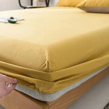 elvesmall Ins Fitted Sheet Soft Washed Cotton Mattress Cover With Elastic Non Slip Bed Cover Simple Bedding 90/120/150/200cm