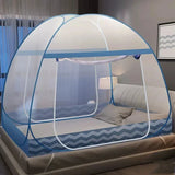 elvesmall Simple Pure Color Yurt Mosquito Net Large Space Bedroom Double Bed Mosquito Net Dormitory Installation-free 2-doors Mosquito Net