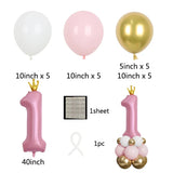 elvesmall Birthday Latex Balloons Pink Blue Crown Number Gifts Toys Party Decorations Baby Shower Globos Supplies