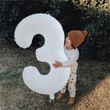 elvesmall 2pcs 30/40inch Giant White Number Balloon 16 18 25 30 40 50 Foil Balloons Birthday Wedding Baby Shower Decoration Figures Globos