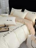elvesmall  Nordic Luxury Egyptian Cotton Bedding Set King Queen Double Twin Size with Sheet Duvet Cover Pillowcases 1/2 People Bed Linens