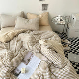 elvesmall Striped Plaid Series Bedding Comforter sets Duvet Cover bedsheets set with Pillowcase Bedding Linens Set for Queen/King Bed