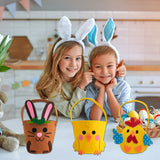 elvesmall  Easter Bunny Ear Gift Bag Felt Egg Carrot Chick Treat Basket Candy Cookie Bag for Kids Favors Easter Party Decoration Supplies