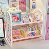 elvesmall Ins Desktop 2 Layer Storage Rack Large Capacity Multifunctional Student Desk Storage Office Cosmetics Stationery Organizing Rack
