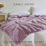 elvesmall  Solid Color Grid Blanket Towel Blanket Coral Velvet Sofa Cover Blanket Air Conditioning Nap Blanket Plush Throw Bedspread