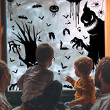 elvesmall Halloween Giant Ghost Monster Ghost Shadow Window Sticker Witch Death Bat Skeleton Helloween Party Decor Electrostatic Sticker