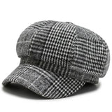 Panama Women's Houndstooth Octagonal Beret Duck Tongue Painter Hat Fashion Outdoor Elegant Retro Cap H114 Boina Gorras