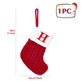 elvesmall Christmas Socks Knitting Snowflake Letter Stocking Christmas Decoration For Home 2024 Xmas Tree Ornament Gift Navidad Natal 2024