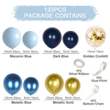 elvesmall Blue Metallic Balloons Garland Kit Gold Confetti Balloon Arch Birthday Party Decoration Kids Wedding Birthday Baby Shower Boy