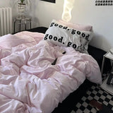 elvesmall Ins Duvet Cover Set Green Nordic Twin Queen Size Girls Boys Flat Sheet Pillowcase No Filler Fashion Home Hotel Bed Linens