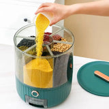 elvesmall Rotating Miscellaneous Grain Bucket Divided Into Five Grain Sealed Insect Proof And Moisture-Proof Storage Rice Noodle Box