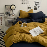 elvesmall INS Style Minimalist Solid Color Duvet Cover Soft Two Person Comfortable Bedding Set Luxurious Hotel Apartment Home Decoration