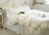 elvesmall Luxury Ruffle duvet cover queen pure cotton bedding king duvet cover lace bed princess quilt cover duvet set bag in a bed