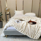 elvesmall  High End Faux Rabbit Fur Winter Warm Blanket Soft Thicken Warmth Sofa Blanket for Throw Home Comfortable Plush Blankets for Beds