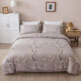 elvesmall Candy Colours Plum Blossom Double Duvet Cover Set 220x240 Soft Skin Friendly Quilt Cover and Pillowcase Queen Blanket Cover Set