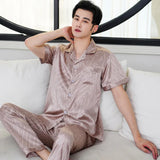 elvesmall  Brand Design Pajamas Men Summer Ice Silk Home Wear Set Male Thin Satin Sleep Clothing Night Suit Gentlemen Pyjamas Breathable
