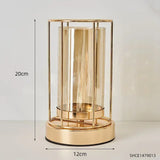 elvesmall European Golden Glass Vases Home Decoration Accessories Modern Advanced Metal Flower Vase Room Study Hallway Home Wedding Decor