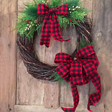 elvesmall 6m Christmas Plaid Ribbon Snowflake Buffalo Plaid Linen Ribbons Xmas Tree DIY Bows Christmas Wreath Gift Wrapping Ribbon Decor