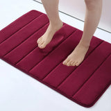 elvesmall Absorbent Bathroom Bath Mat Non-Slip Shower Rug Soft Memory Foam Kitchen Floor Carpet Coral Velvet Pad Home Decoration