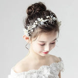 elvesmall Elegant Girls Pearl Headbands Children Bridal Wedding Headband Hair Headdress Flower Wreath Bride Garland Head Hoop Hair Jewelry