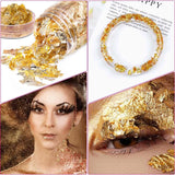 elvesmall  Gold Leaf Schabin Flakes Gold Cake Decoration Gold Leaf Flakes DIY Chocolates Decor For Happy Birthday Party Baking Supplies