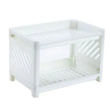 elvesmall Double Layer Desktop Storage Rack Plastic Large Capacity Storage Shelf Multi-functional Stationery Holder