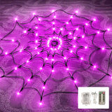 elvesmall Halloween Glowing Spider Web Halloween Decoration Lights Spider Web Lights Halloween Decoration Outdoor Indoor Halloween Decor