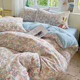 elvesmall Bedding Set with Pillowcase bed sheet Single Full Size Bed Linen Washed Cotton Duvet Cover Set Queen/King Double Size